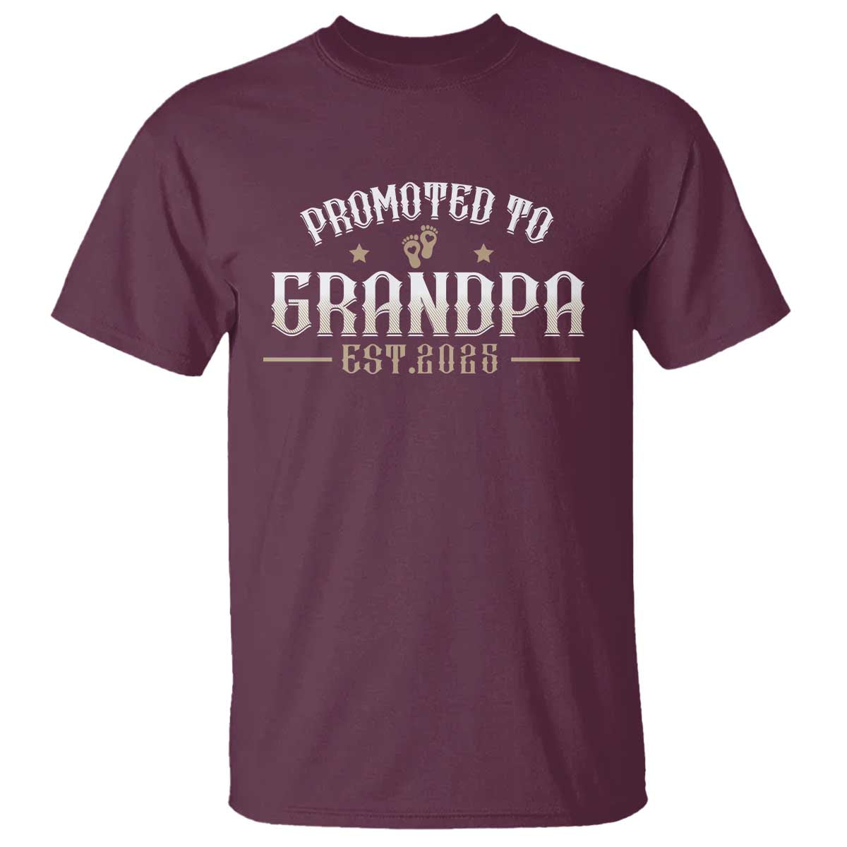 Retro Promoted To Grandpa est 2025 T Shirt TS09 Maroon Print Your Wear