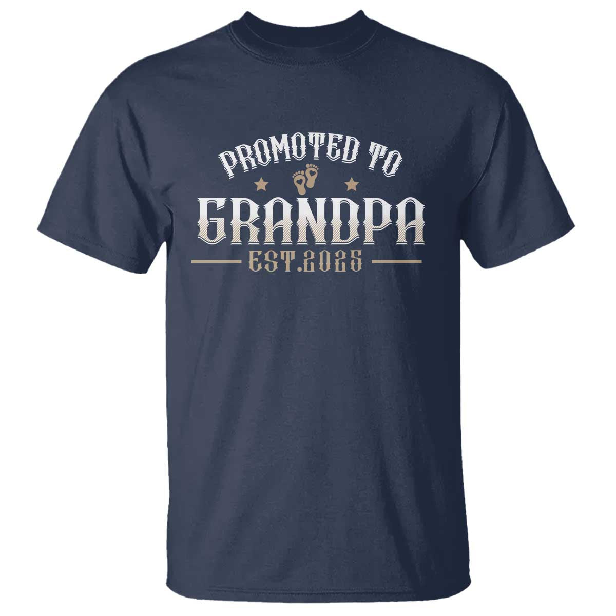 Retro Promoted To Grandpa est 2025 T Shirt TS09 Navy Print Your Wear