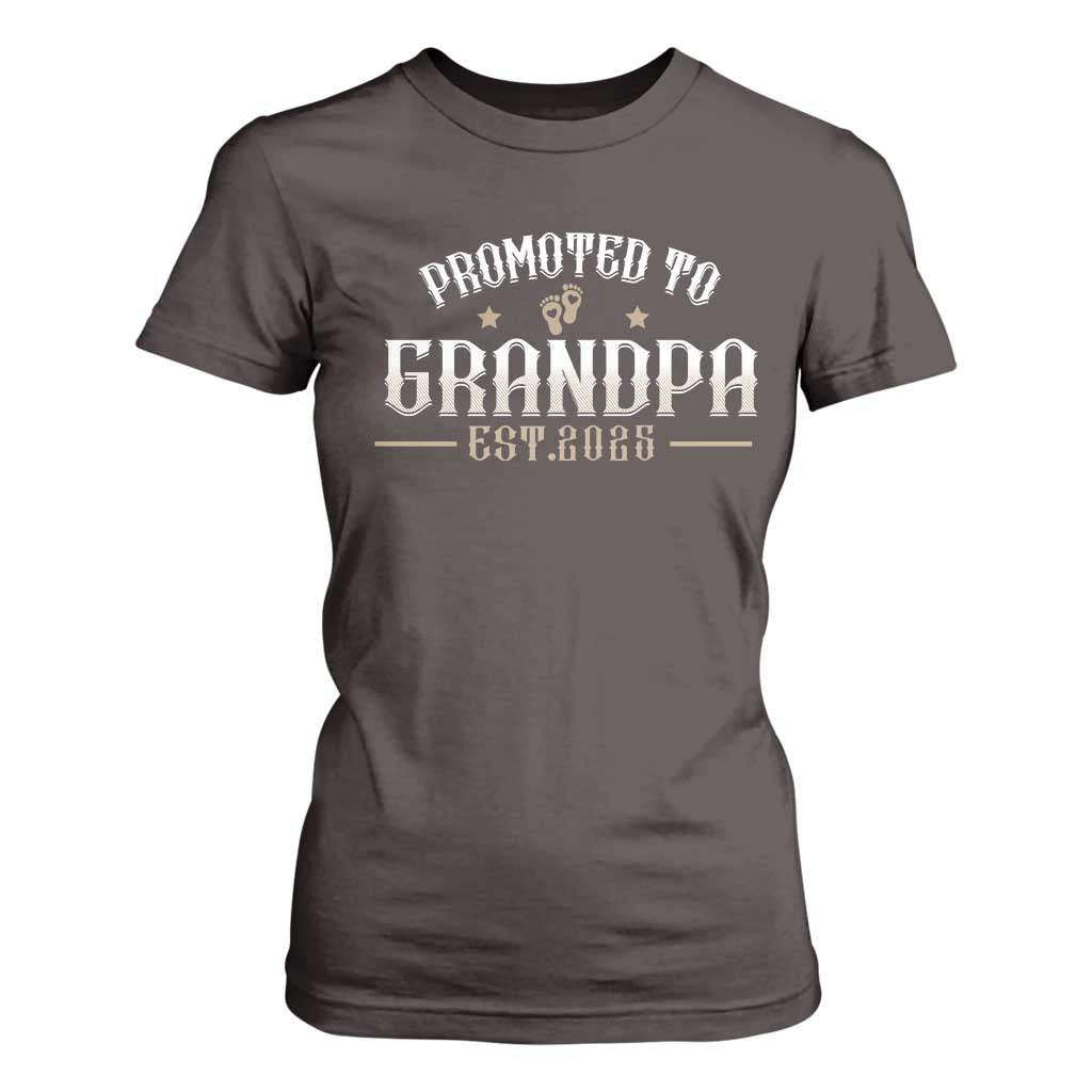 Retro Promoted To Grandpa est 2025 T Shirt For Women TS09 Dark Chocolate Print Your Wear