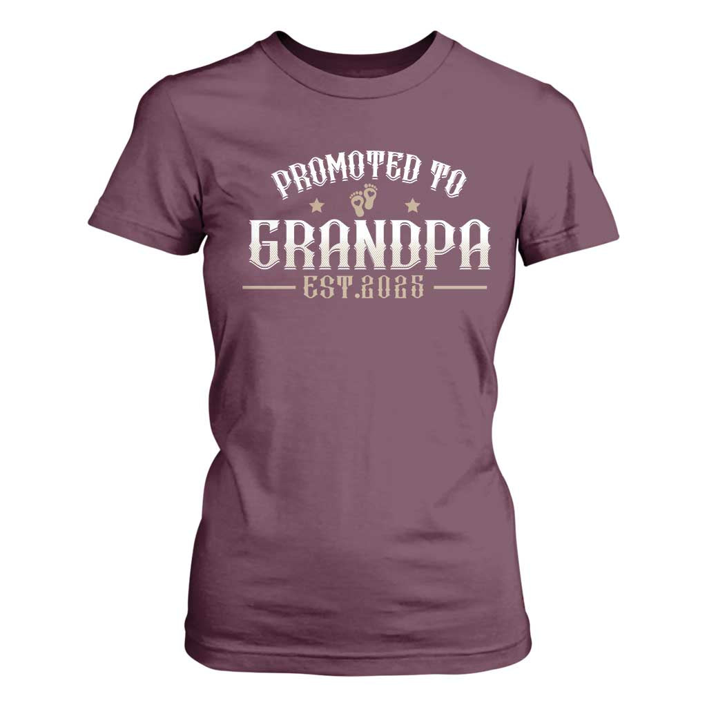Retro Promoted To Grandpa est 2025 T Shirt For Women TS09 Maroon Print Your Wear