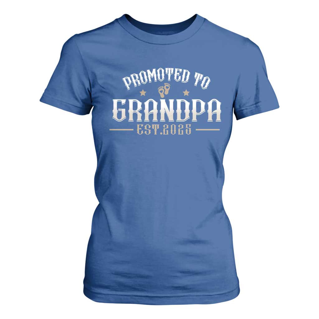 Retro Promoted To Grandpa est 2025 T Shirt For Women TS09 Royal Blue Print Your Wear