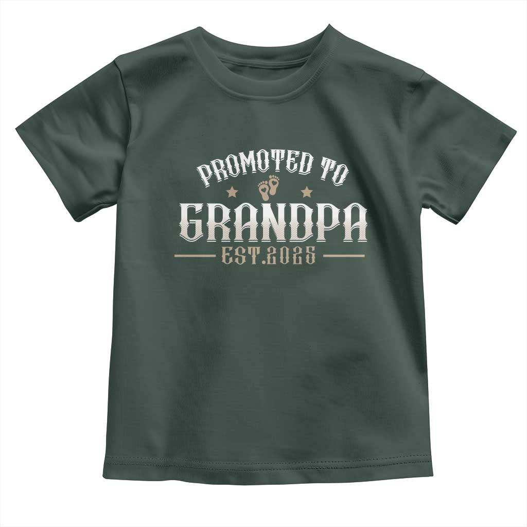Retro Promoted To Grandpa est 2025 Toddler T Shirt TS09 Dark Forest Green Print Your Wear