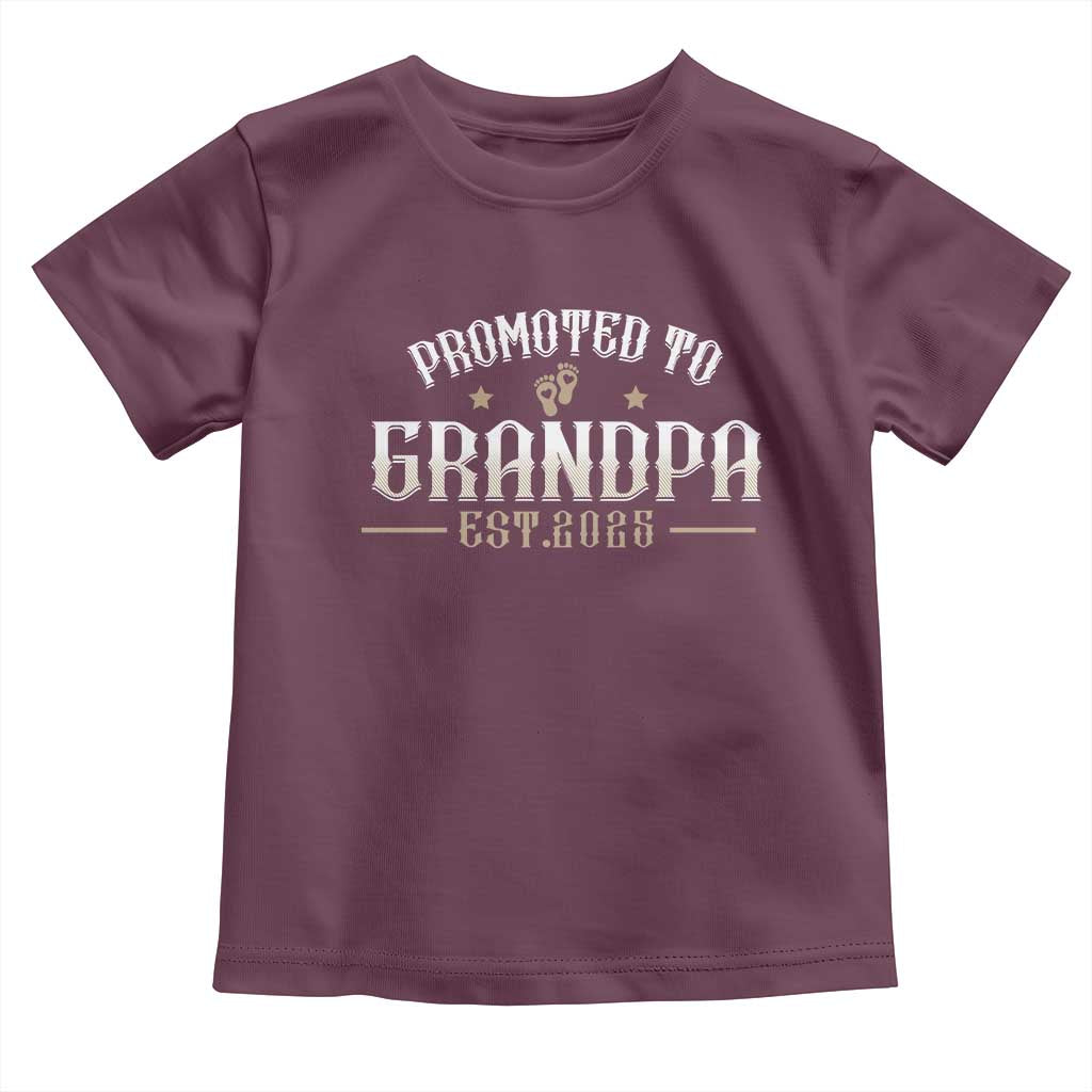 Retro Promoted To Grandpa est 2025 Toddler T Shirt TS09 Maroon Print Your Wear