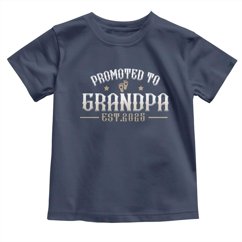Retro Promoted To Grandpa est 2025 Toddler T Shirt TS09 Navy Print Your Wear