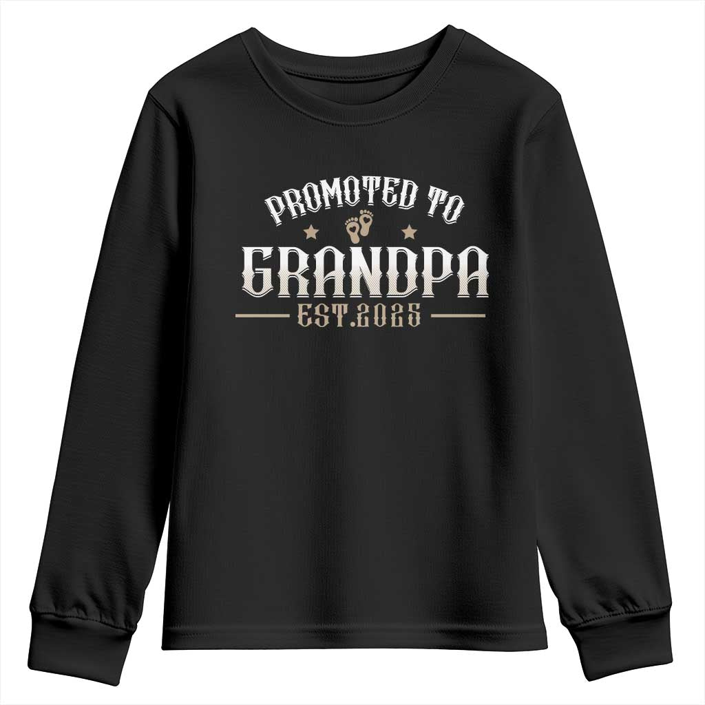 Retro Promoted To Grandpa est 2025 Youth Sweatshirt TS09 Black Print Your Wear