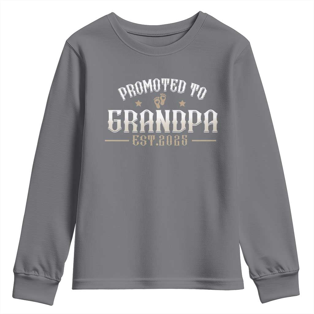 Retro Promoted To Grandpa est 2025 Youth Sweatshirt TS09 Charcoal Print Your Wear