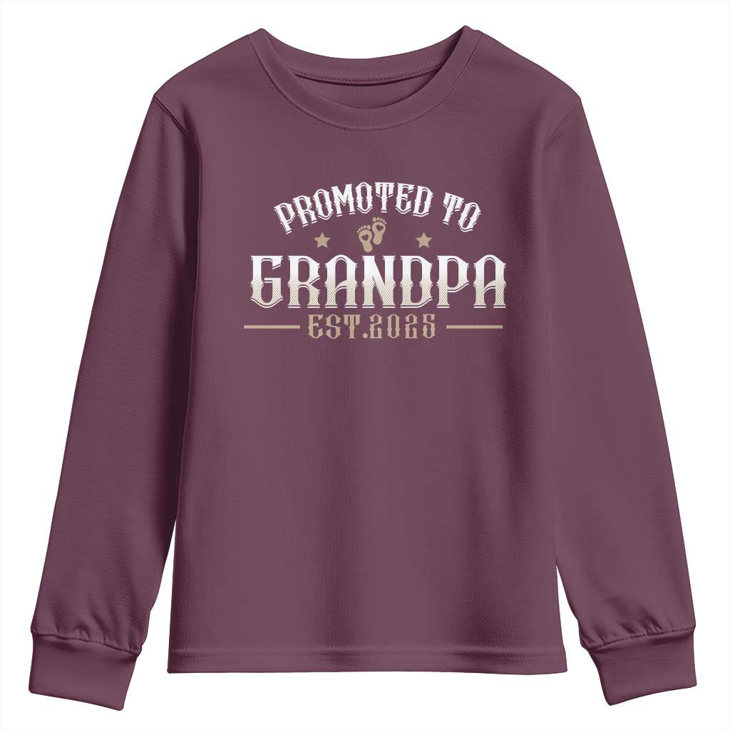 Retro Promoted To Grandpa est 2025 Youth Sweatshirt TS09 Maroon Print Your Wear