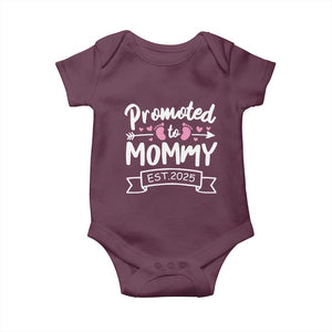 Promoted To Mommy Est 2025 Baby Onesie TS09 Maroon Print Your Wear