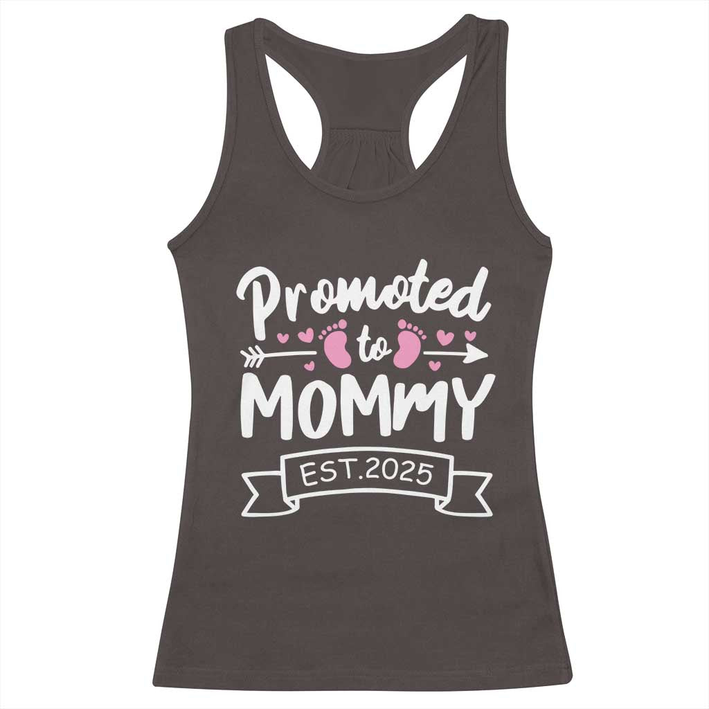 Promoted To Mommy Est 2025 Racerback Tank Top TS09 Dark Chocolate Print Your Wear