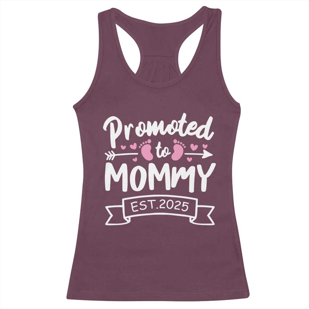 Promoted To Mommy Est 2025 Racerback Tank Top TS09 Maroon Print Your Wear
