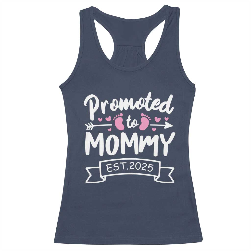 Promoted To Mommy Est 2025 Racerback Tank Top TS09 Navy Print Your Wear