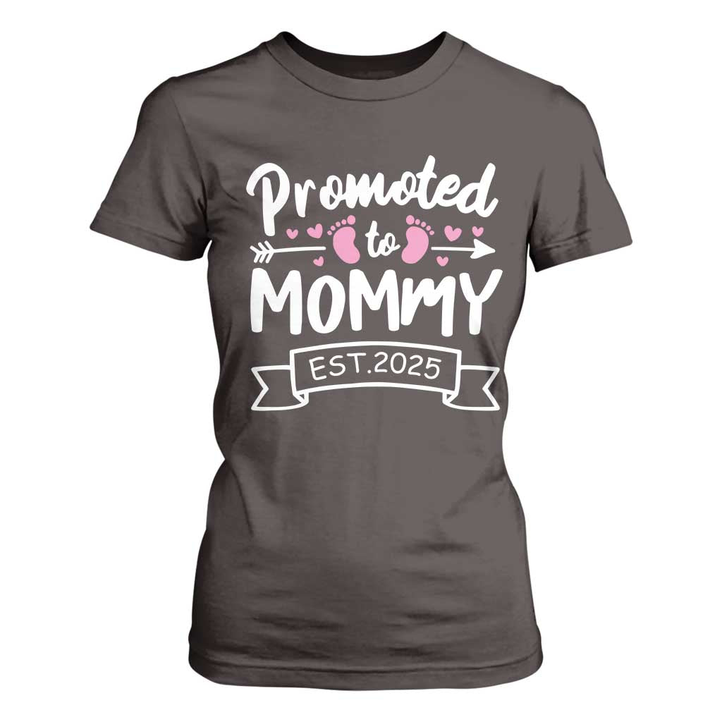 Promoted To Mommy Est 2025 T Shirt For Women TS09 Dark Chocolate Print Your Wear