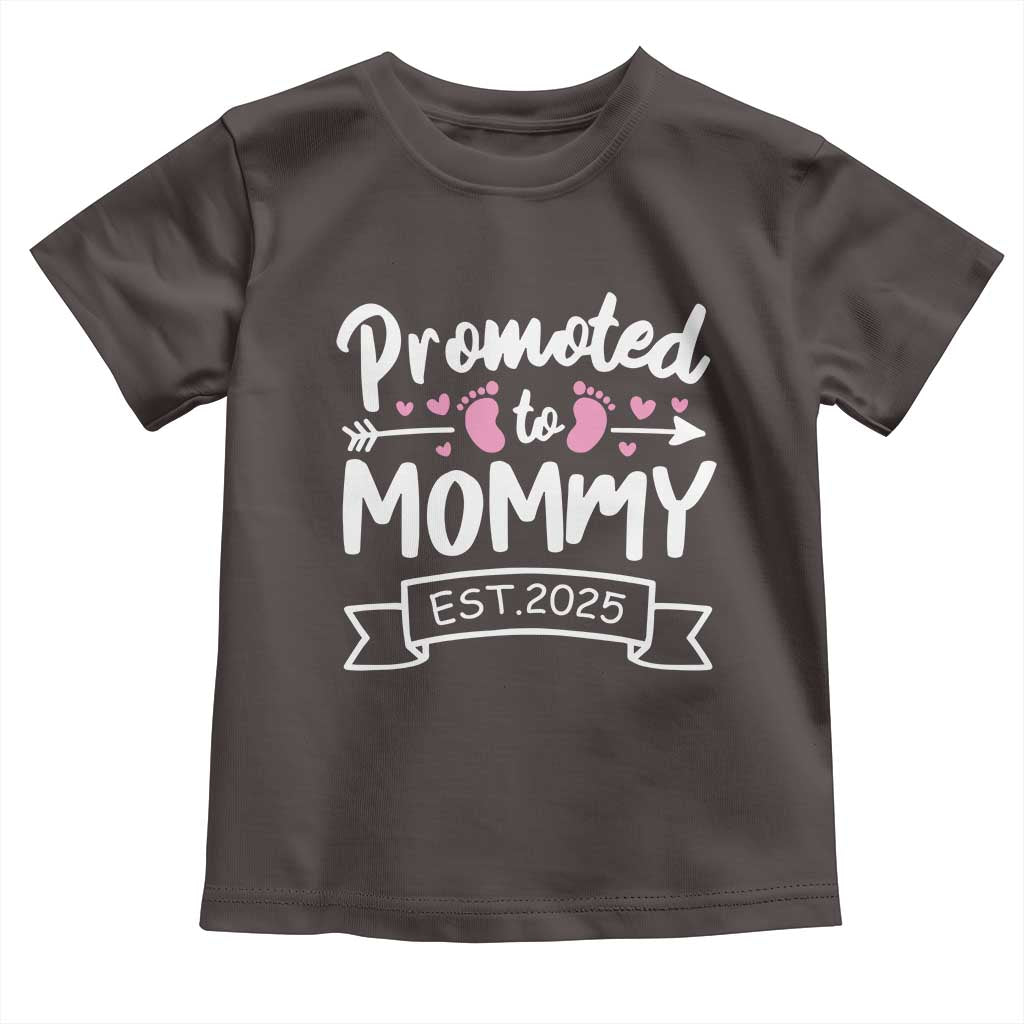 Promoted To Mommy Est 2025 Toddler T Shirt TS09 Dark Chocolate Print Your Wear