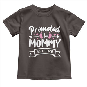 Promoted To Mommy Est 2025 Toddler T Shirt TS09 Dark Chocolate Print Your Wear