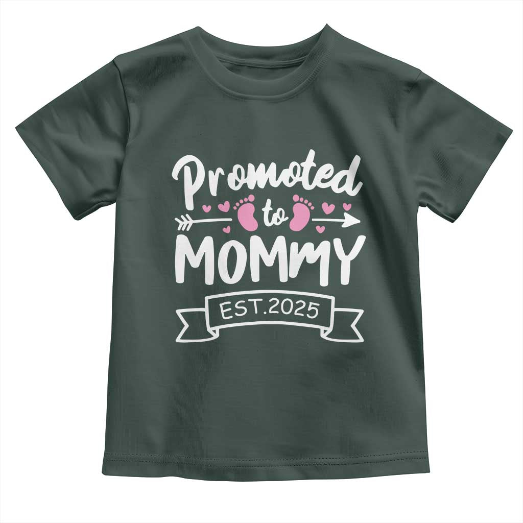Promoted To Mommy Est 2025 Toddler T Shirt TS09 Dark Forest Green Print Your Wear