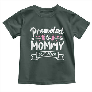 Promoted To Mommy Est 2025 Toddler T Shirt TS09 Dark Forest Green Print Your Wear
