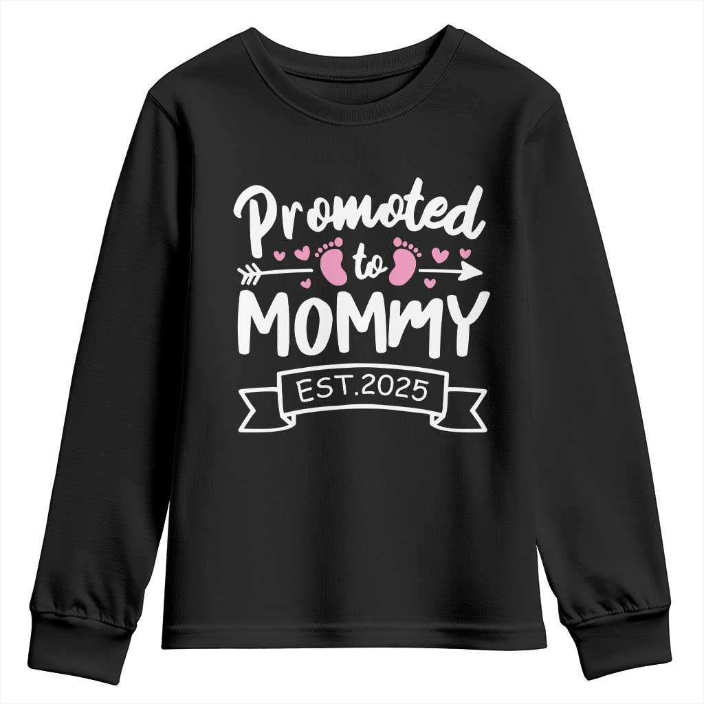 Promoted To Mommy Est 2025 Youth Sweatshirt TS09 Black Print Your Wear