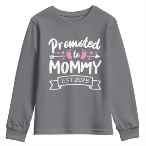 Promoted To Mommy Est 2025 Youth Sweatshirt TS09 Charcoal Print Your Wear