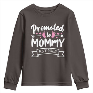 Promoted To Mommy Est 2025 Youth Sweatshirt TS09 Dark Chocolate Print Your Wear