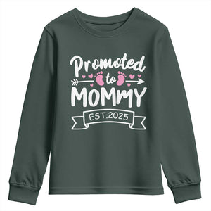 Promoted To Mommy Est 2025 Youth Sweatshirt TS09 Dark Forest Green Print Your Wear