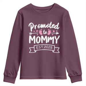 Promoted To Mommy Est 2025 Youth Sweatshirt TS09 Maroon Print Your Wear