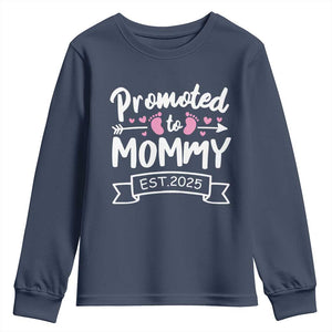 Promoted To Mommy Est 2025 Youth Sweatshirt TS09 Navy Print Your Wear