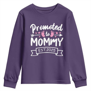 Promoted To Mommy Est 2025 Youth Sweatshirt TS09 Purple Print Your Wear