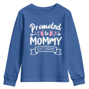 Promoted To Mommy Est 2025 Youth Sweatshirt TS09 Royal Blue Print Your Wear