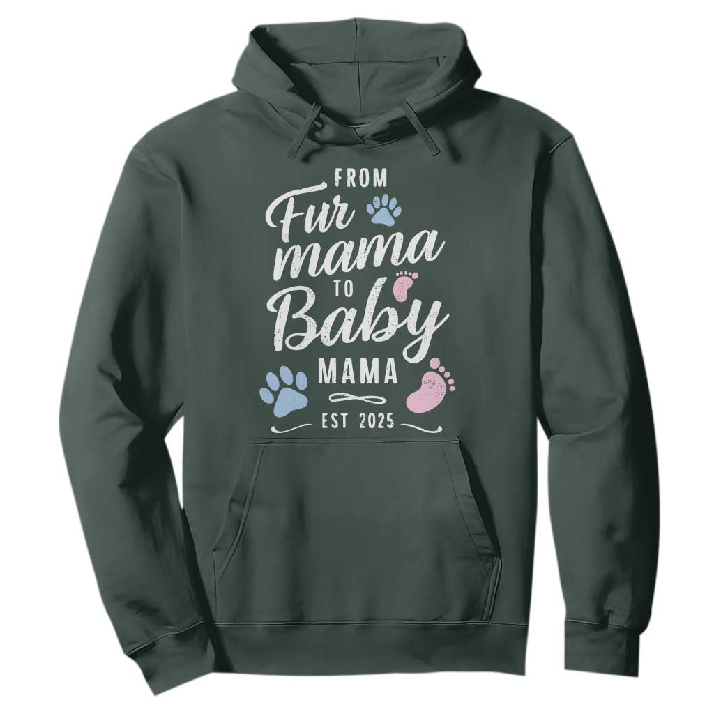 Funny From Fur Mama To Baby Mama Hoodie Dog Mom New Mom 2025 TS09 Dark Forest Green Print Your Wear