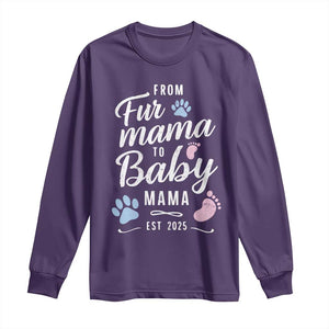 Funny From Fur Mama To Baby Mama Long Sleeve Shirt Dog Mom New Mom 2025 TS09 Purple Print Your Wear
