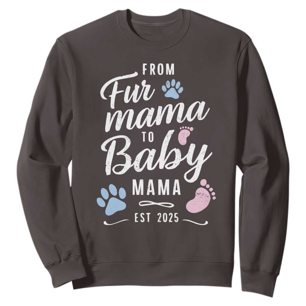 Funny From Fur Mama To Baby Mama Sweatshirt Dog Mom New Mom 2025 TS09 Dark Chocolate Print Your Wear