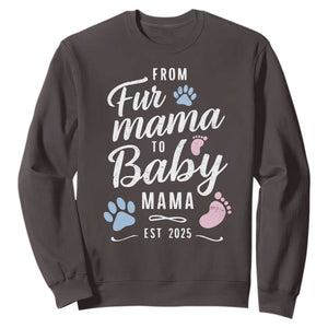 Funny From Fur Mama To Baby Mama Sweatshirt Dog Mom New Mom 2025 TS09 Dark Chocolate Print Your Wear