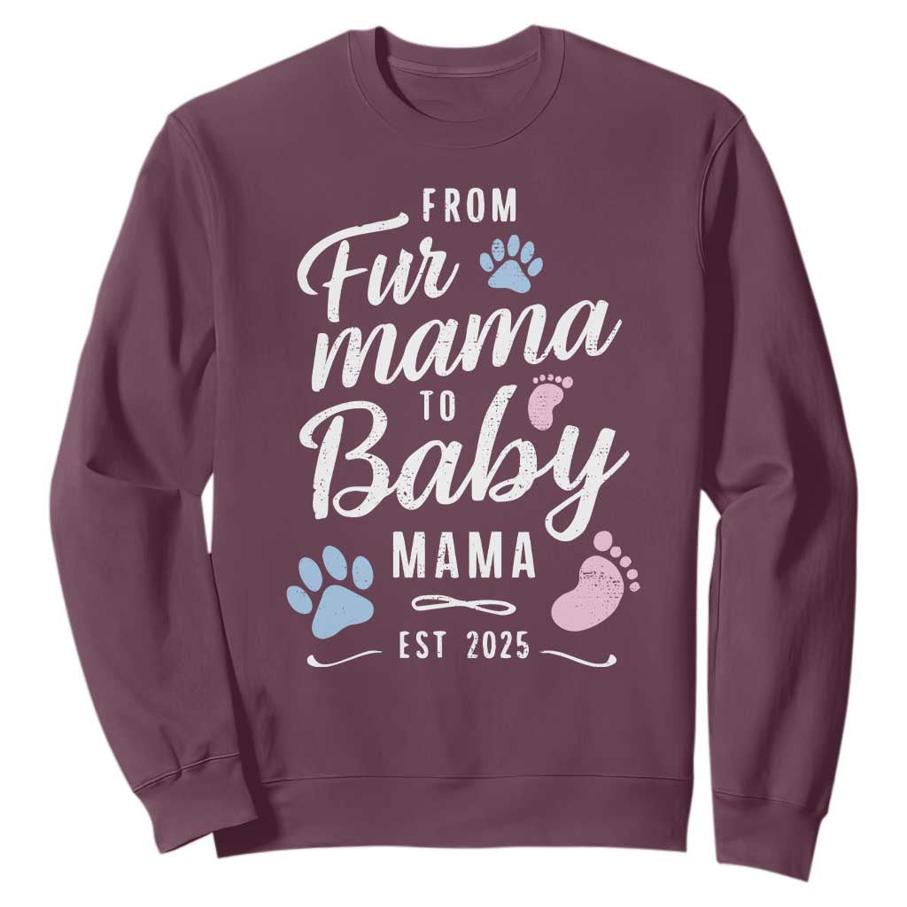 Funny From Fur Mama To Baby Mama Sweatshirt Dog Mom New Mom 2025 TS09 Maroon Print Your Wear