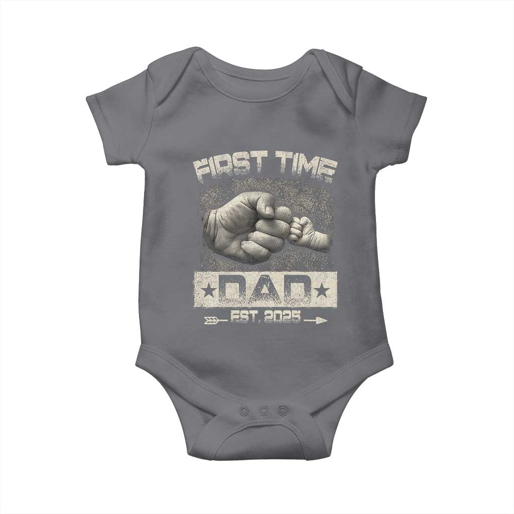 First Time Dad Est 2025 Baby Onesie TS09 Charcoal Print Your Wear