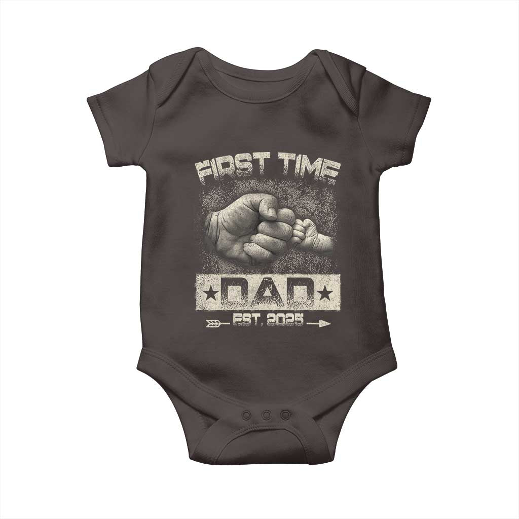 First Time Dad Est 2025 Baby Onesie TS09 Dark Chocolate Print Your Wear