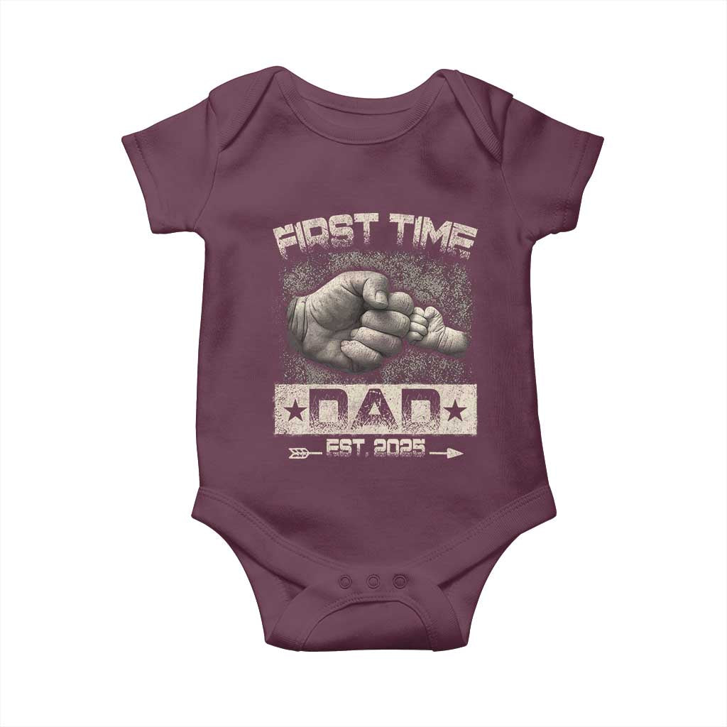 First Time Dad Est 2025 Baby Onesie TS09 Maroon Print Your Wear
