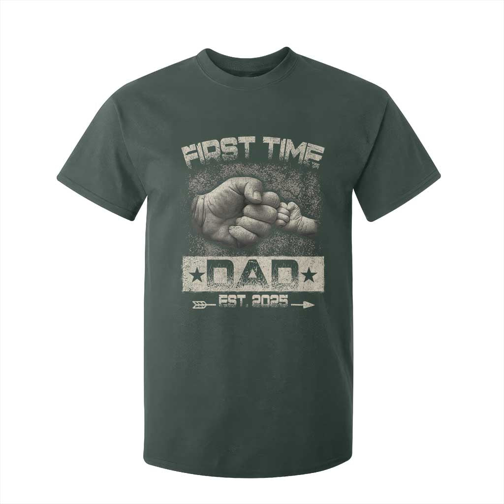 First Time Dad Est 2025 T Shirt For Kid TS09 Dark Forest Green Print Your Wear