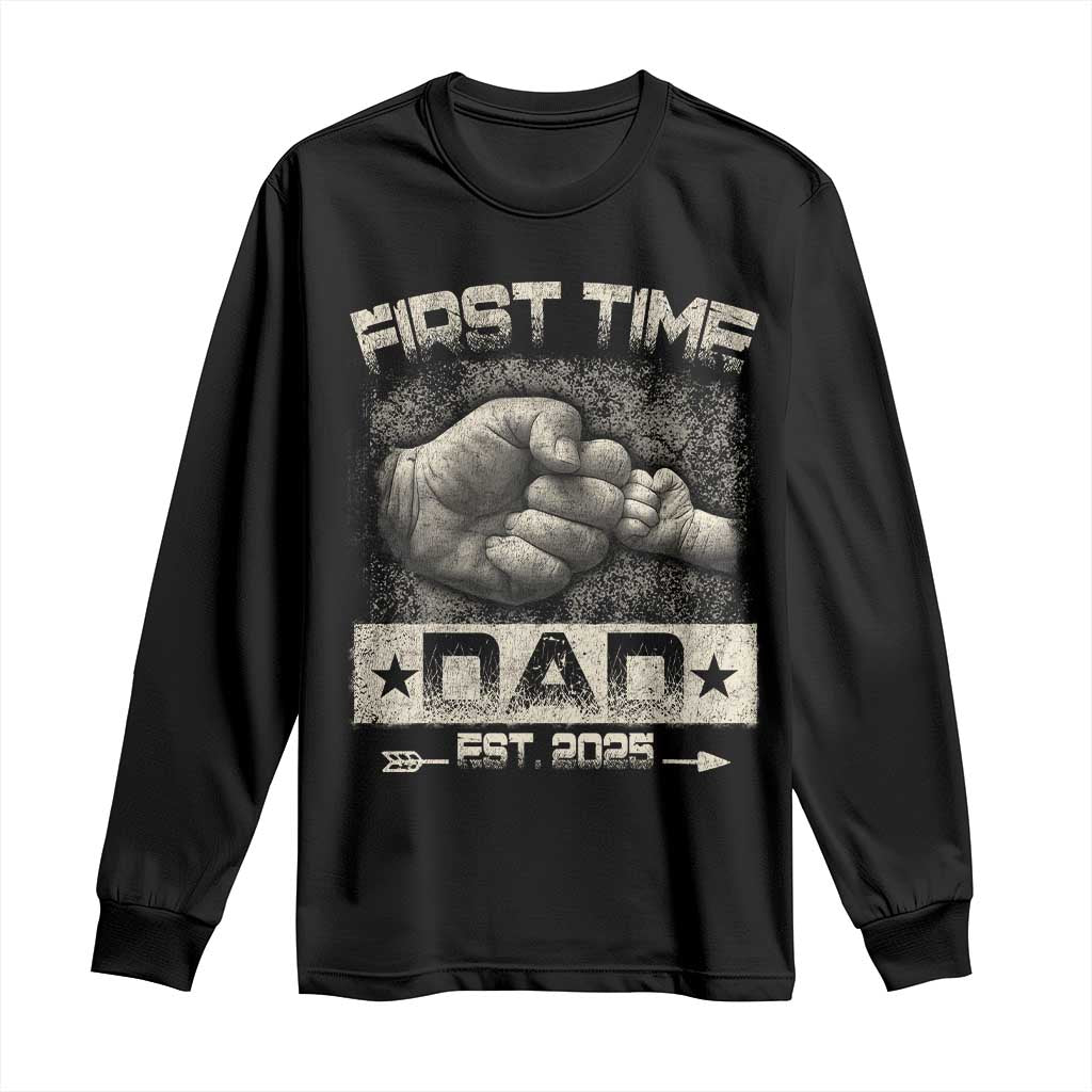First Time Dad Est 2025 Long Sleeve Shirt TS09 Black Print Your Wear