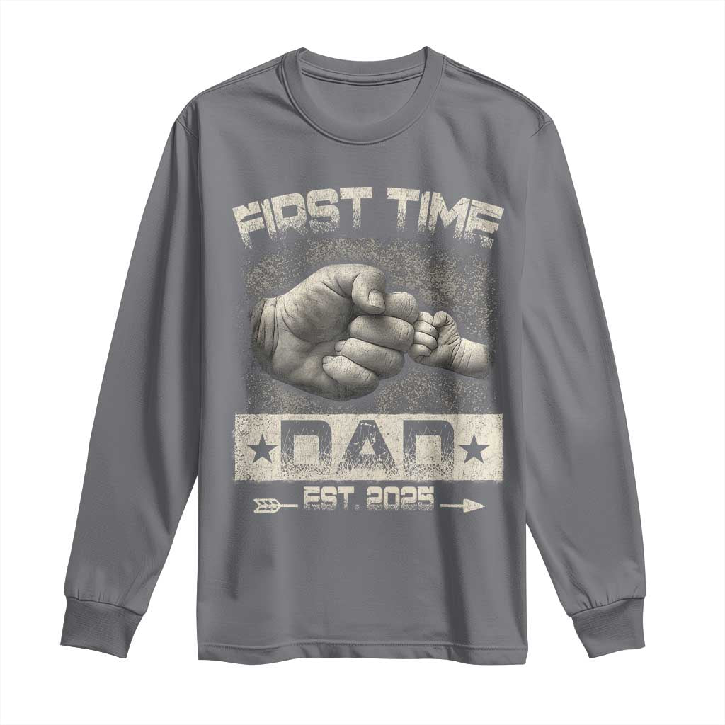 First Time Dad Est 2025 Long Sleeve Shirt TS09 Charcoal Print Your Wear