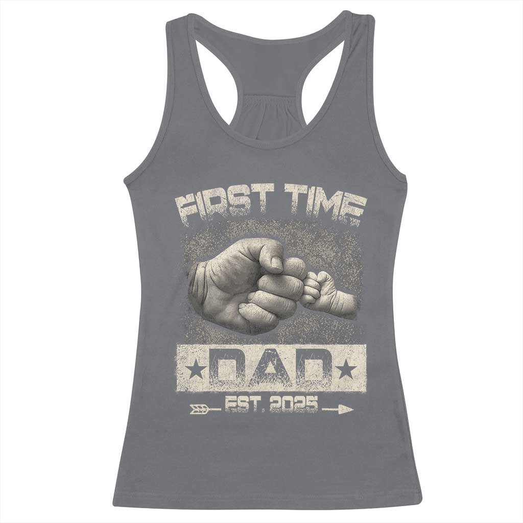 First Time Dad Est 2025 Racerback Tank Top TS09 Charcoal Print Your Wear