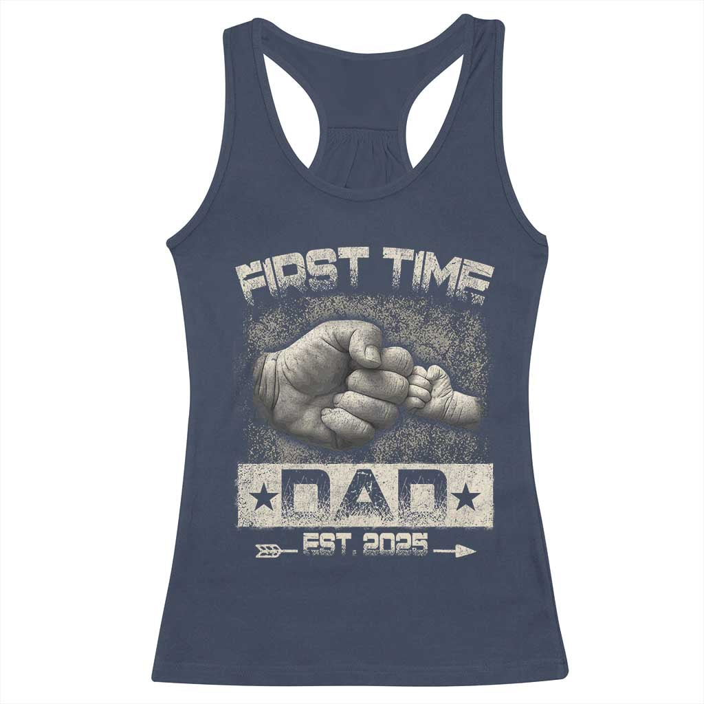 First Time Dad Est 2025 Racerback Tank Top TS09 Navy Print Your Wear