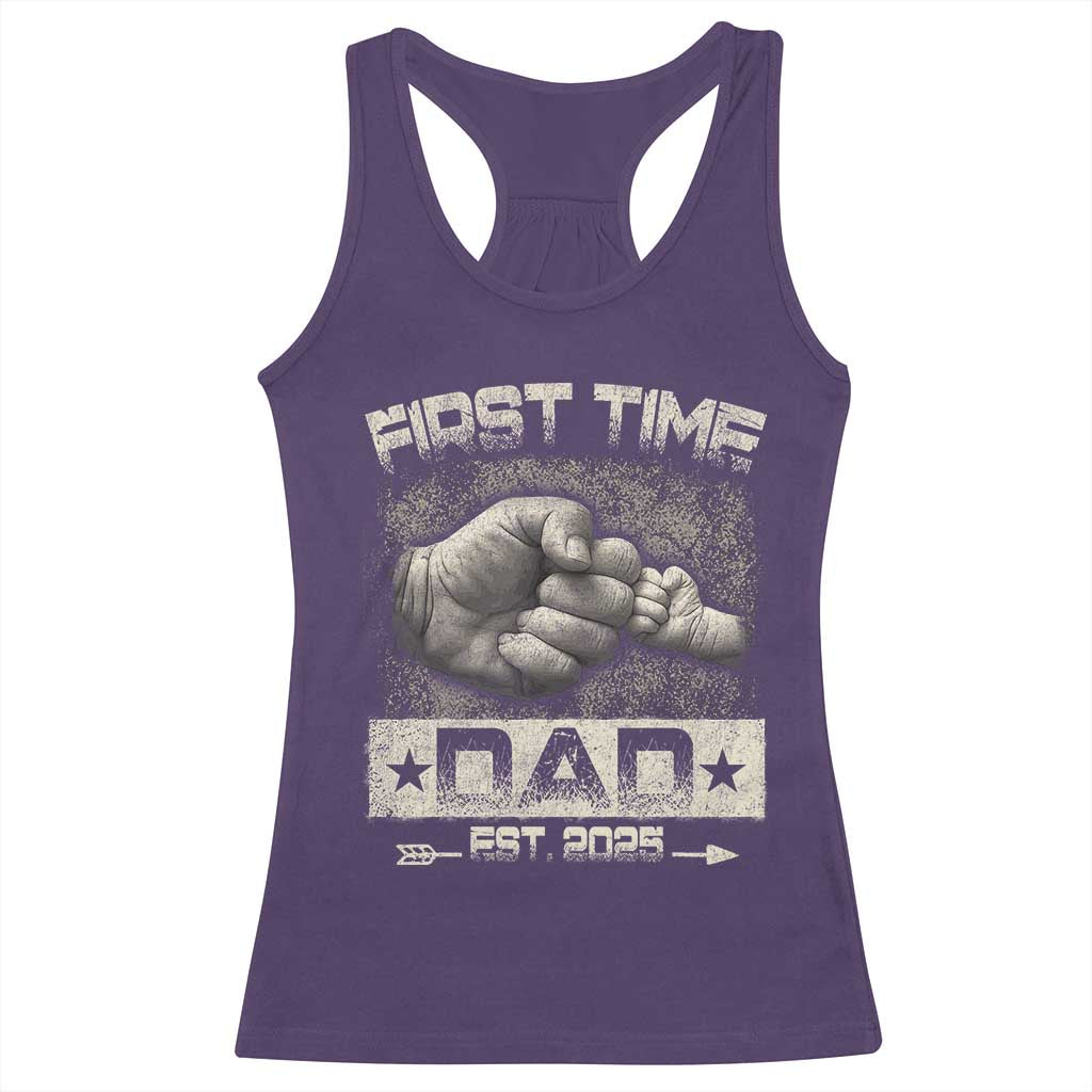 First Time Dad Est 2025 Racerback Tank Top TS09 Purple Print Your Wear