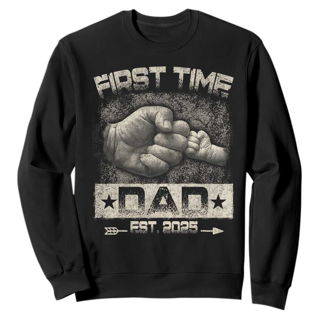 First Time Dad Est 2025 Sweatshirt TS09 Black Print Your Wear