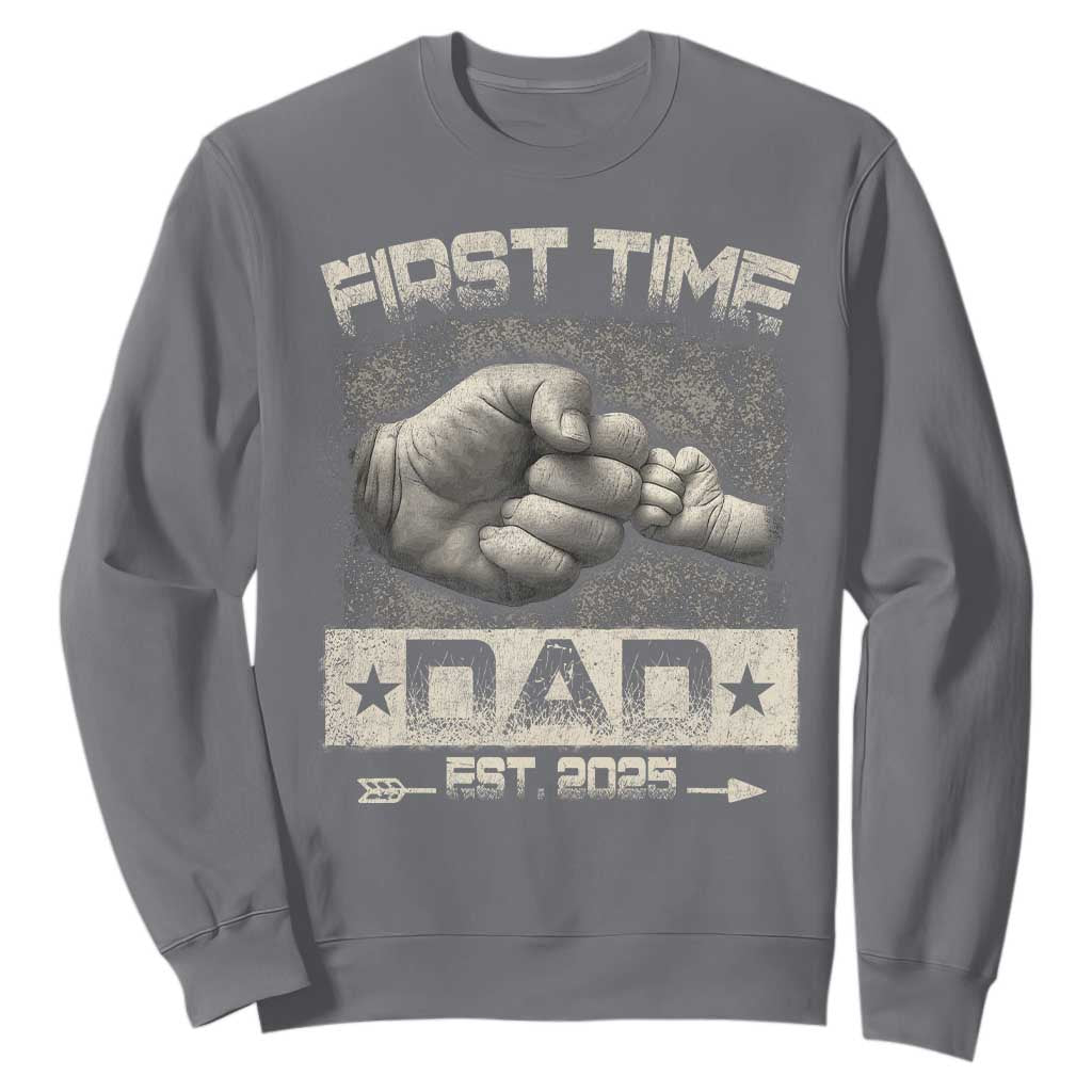 First Time Dad Est 2025 Sweatshirt TS09 Charcoal Print Your Wear