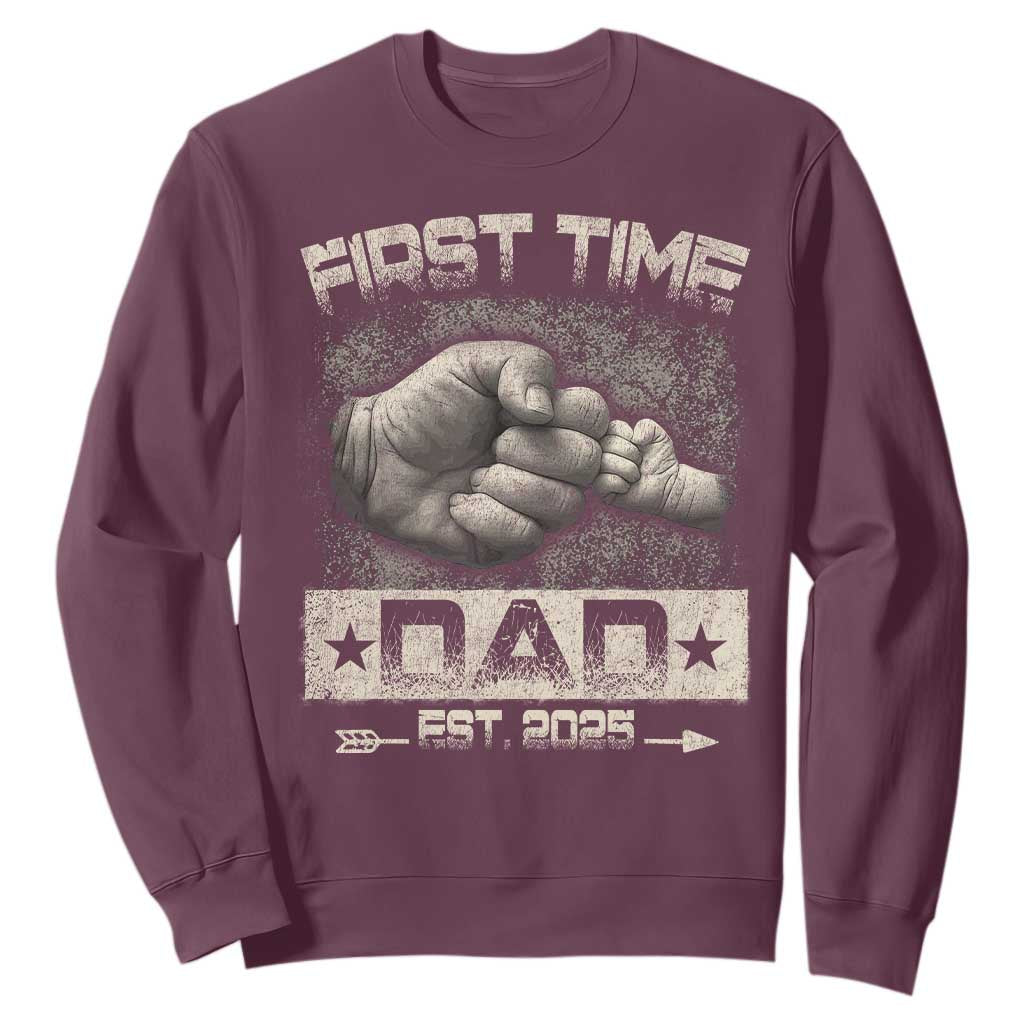 First Time Dad Est 2025 Sweatshirt TS09 Maroon Print Your Wear