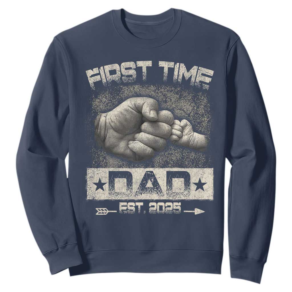 First Time Dad Est 2025 Sweatshirt TS09 Navy Print Your Wear