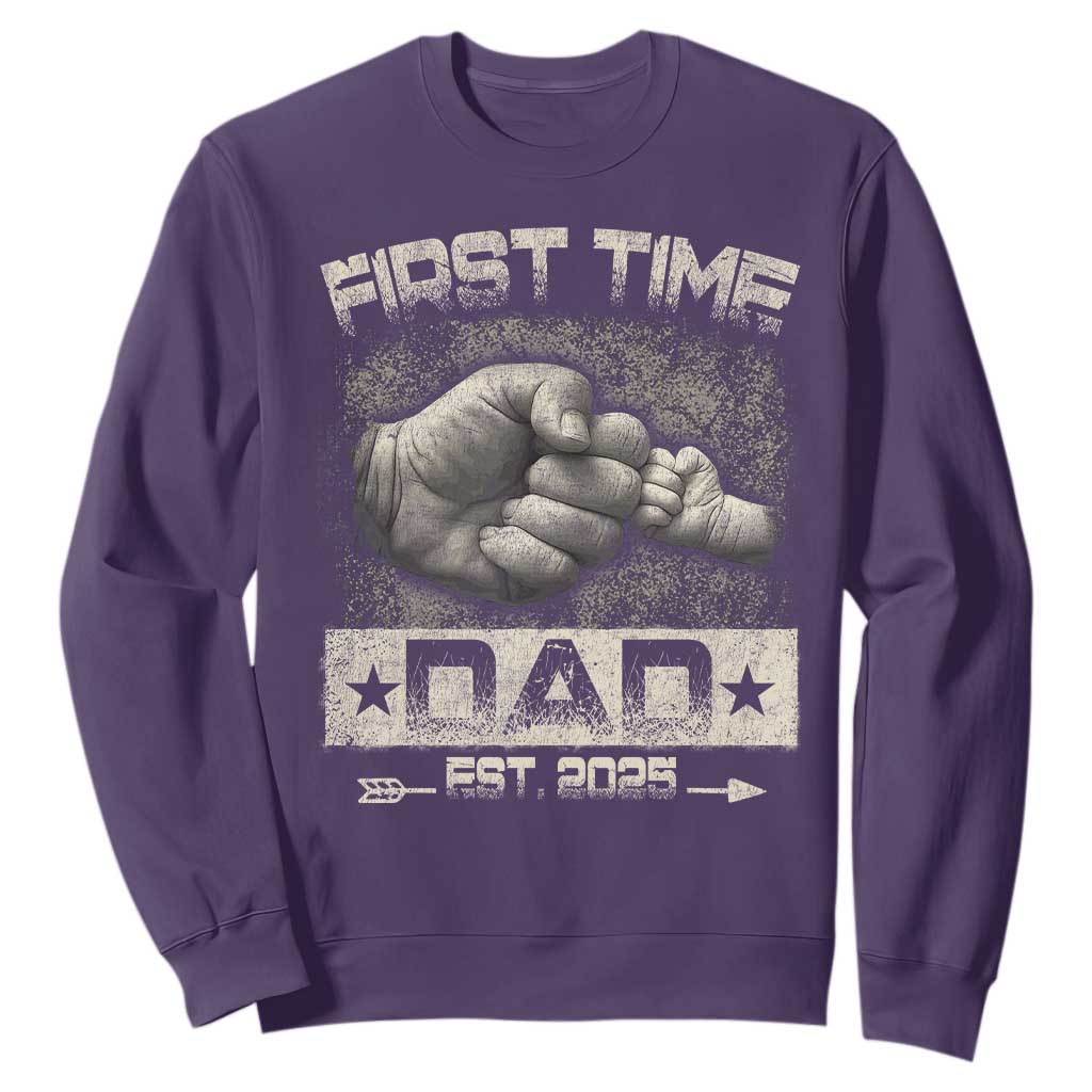 First Time Dad Est 2025 Sweatshirt TS09 Purple Print Your Wear