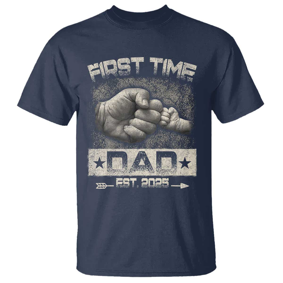 First Time Dad Est 2025 T Shirt TS09 Navy Print Your Wear