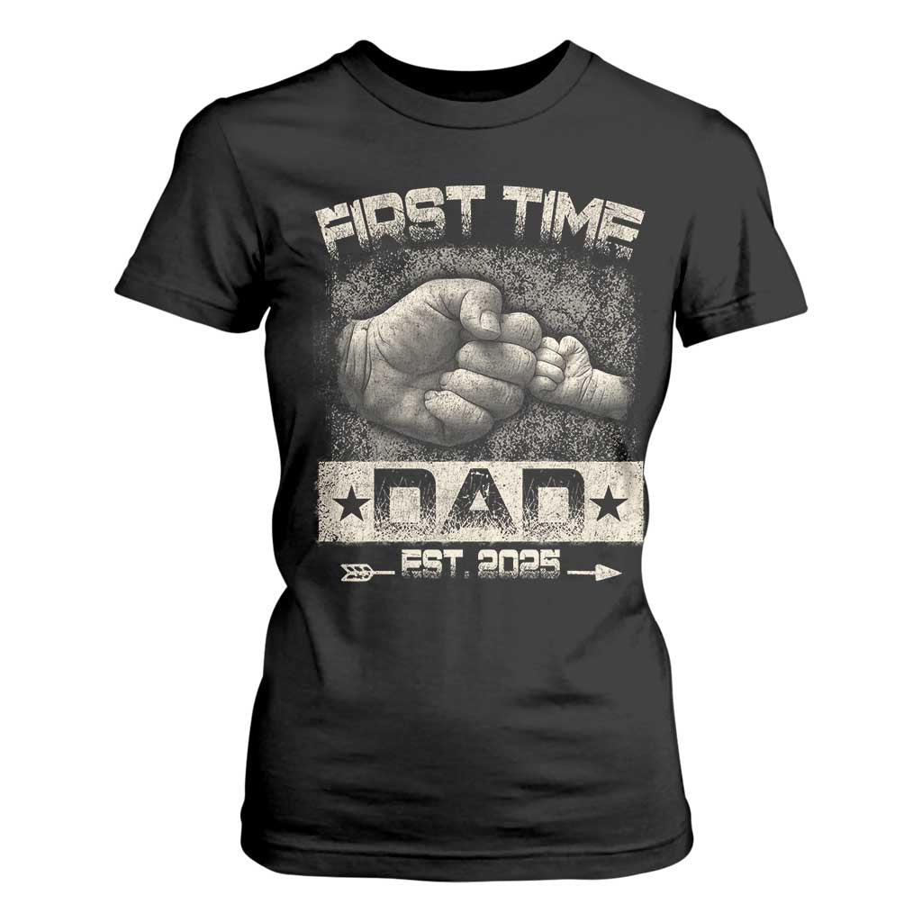 First Time Dad Est 2025 T Shirt For Women TS09 Black Print Your Wear