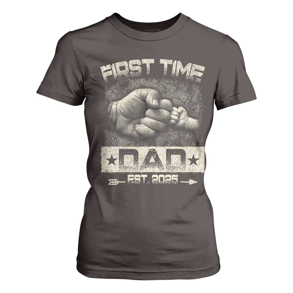 First Time Dad Est 2025 T Shirt For Women TS09 Dark Chocolate Print Your Wear